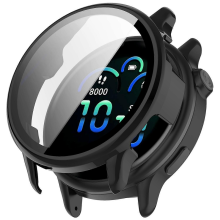 Yhteensopiva Garmin Vivoactive 6:n kanssa. Kova PC-kotelo, jossa karkaistusta lasista valmistettu kellonsuoja - kiiltävän musta.