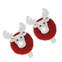 Pinces à notes en bois de renne de noël, 2 pièces, en-Rouge