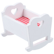 Mini culla per bambole in legno bianco – 6,6x5,1x5,2 cm