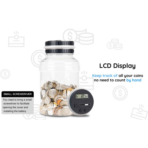 Digital myntteller sparegris 2,5 l