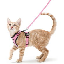 (XS, Pink) Cat Harness and Lead Set, Adjustable Escape Proof Cat Lead for Walking, Reflective Kitten Harness Set, Soft&Comfortable for Small Cat