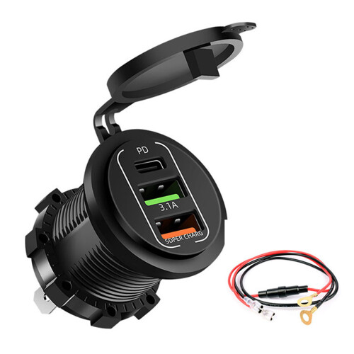 Small Voltmeter Car Power Outlet 83W Charging Station 4 USB-B