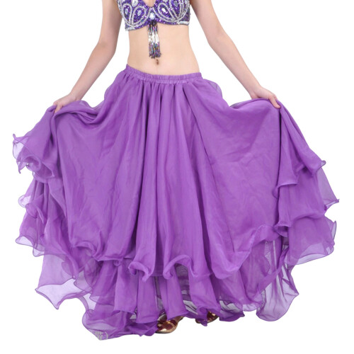 3 Layer Flared Theater Costume Skirt Sweep-Deep Purple A