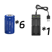 (6 baterías, 1 cargador, 3,7 V) Batería de iones de litio 16340 de 3,7 V y 3200 mAh, baterías recarg