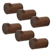 Pack Of 6 Solid Beechwood Hook Large Capacity Wall Mounted-Brown