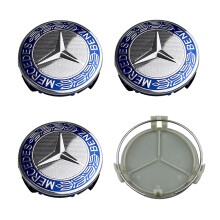 (75 mm Azul) 4 tapas centrales de rueda Mercedes Benz para Mercedes Benz Clase A B C D E S W204 W212