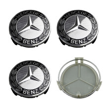 (75 mm Negro plateado) 4 tapas centrales de rueda Mercedes Benz para Mercedes Benz Clase A B C D E S