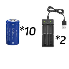 (10 baterías, 2 cargadores, 3,7 V) Batería de iones de litio 16340 de 3,7 V y 3200 mAh, baterías rec