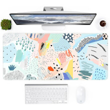Tapete de mesa gamer XXL azul boho com bordas costuradas antiderrapantes