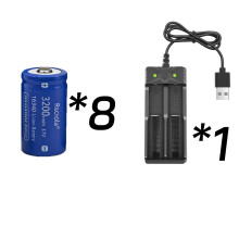 (8 baterías, 1 cargador, 3,7 V) Batería de iones de litio 16340 de 3,7 V y 3200 mAh, baterías recarg