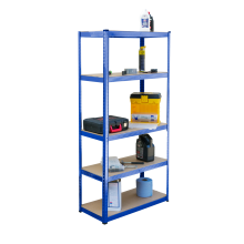 KCT Garage Shelving Unit 375kg Capacity Metal Heavy Duty 5 Tier Level Storage Workshop Shed Shelf Blue