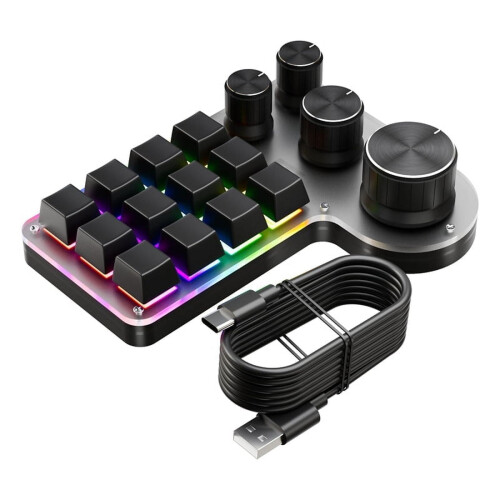 Πληκτρολόγιο μακροεντολών RGB 12 πλήκτρων με 4 κουμπιά, USB