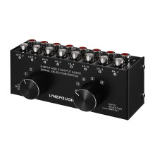Comutator audio metalic cu 6 intrări și 2 ieșiri