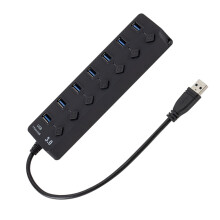 7-poorts USB 3.0-hub met individuele schakelaars