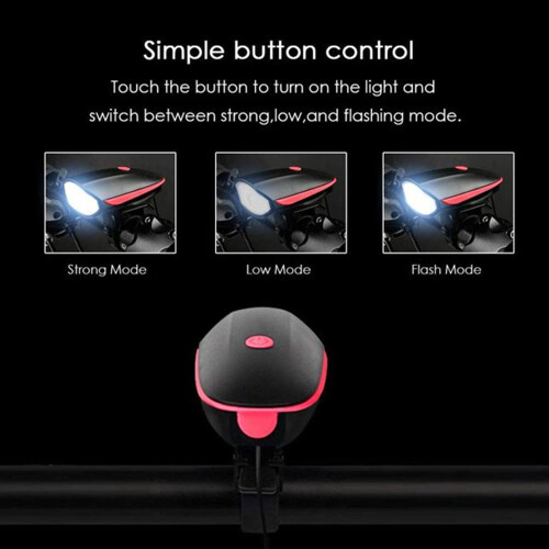Ensemble éclairage et klaxon de vélo rechargeable USB Fineed 250 lumens 1