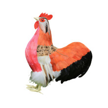 Realistische Hühnerfiguren, gefiederte Hahnstatuen,-rote Brust