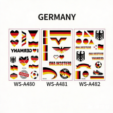 Germany Flag Temporary Tattoos - 3 Sheets Waterproof Football Fan Face Stickers for 2026 World Cup & German Event Party Decorations
