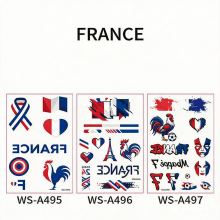 Tijdelijke tatoeages met de Franse vlag - 3 vellen waterdichte gezichtsstickers voor voetbalfans, perfect voor het WK 2026 en als decoratie