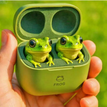 Niedliche kabellose Bluetooth-Ohrhörer in Froschform – TWS-In-Ear-Kopfhörer mit Ladecase, HiFi-Stereo-Sound mit Geräuschunterdrückung, idea