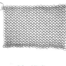 Estropajo de hierro fundido, 20 x 16,5 cm, estropajo de malla metálica de acero inoxidable 316 para sartenes precuradas, limpiador de sarten