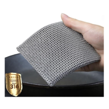 2-Pack 316 Stainless Steel Cast Iron Cleaner, 4.8" Mesh Chainmail Scrubber with Silicone Insert for Skillet, Pot & Pan Cleaning