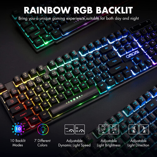 Tastiera da gioco RGB cablata per PC, Mac, PS4, PS5, Xbox 1