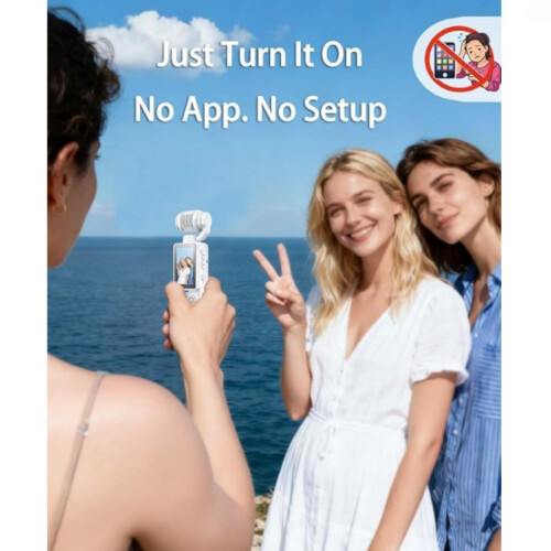 Κάμερα W&O 4K με Gimbal και Σταθεροποίηση 3 Αξόνων, Μίνι Βιντεοκάμερα Τσέπης για Vlog με 2