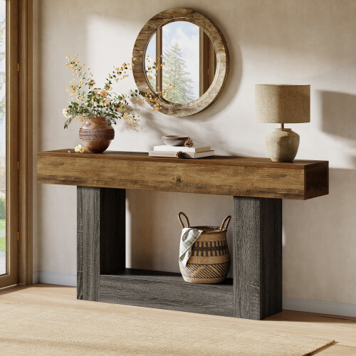 Tribesigns Tribesigns 63" Console Table, 2-Tier Entryway Table with U-Shaped Base 2
