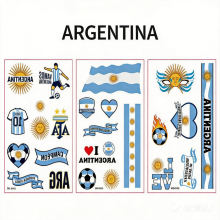 Tatuaggi temporanei con la bandiera dell'Argentina - 12 fogli / 3 disegni Tatuaggi per tifosi di calcio per viso e corpo, adesivi impermeabi