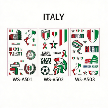 Italy Flag Temporary Tattoos - 3 Sheets Waterproof Football Fan Face Stickers for 2026 World Cup & Italian Event Party Decorations