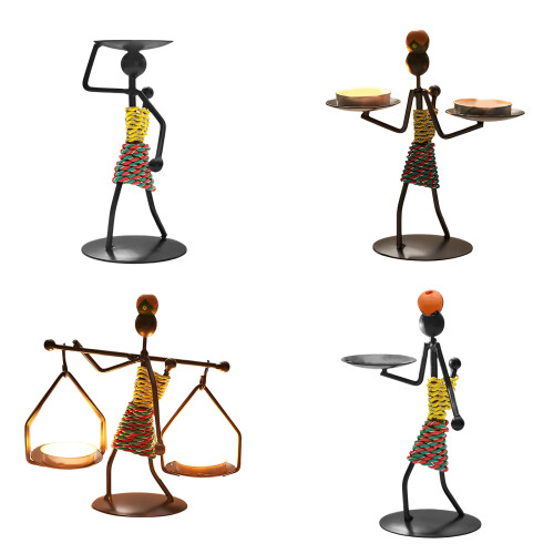Iron Sculpture Candle Holders Creative Metal African-Type A 1