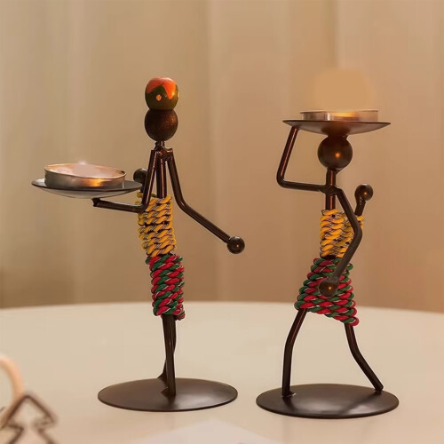 Iron Sculpture Candle Holders Creative Metal African-Type A 2