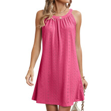Women's swimsuit cover-up openwork crochet cover-up-Fuchsia S