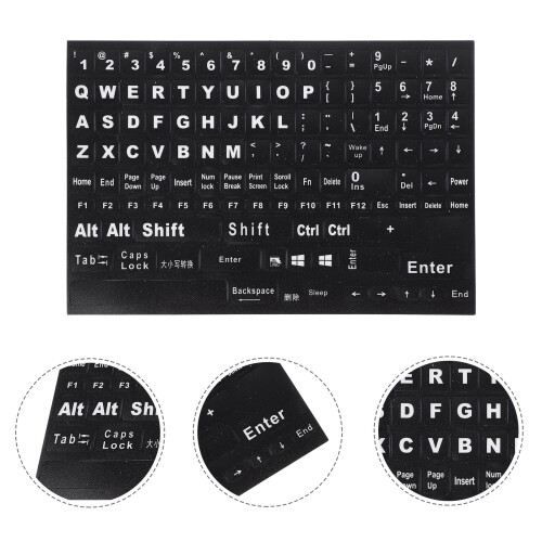 Engelse toetsenbordstickers set van matzwart vinyl 1