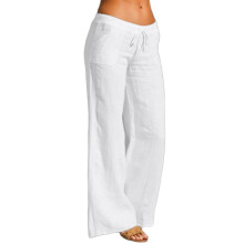 Pants for Women Drawstring Loose Fit Casual Trouser-White XXL