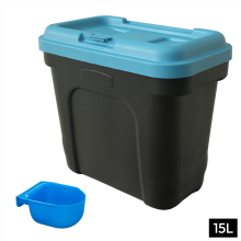 KCT Dry Pet Food Storage Container with Integrated Scoop - 15 Litre/ 7kg - Blue