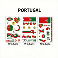 Portugal Flag Temporary Tattoos - 3 Sheets Waterproof Soccer Fan Face Stickers for 2026 World Cup & Portuguese Event Party Decorations