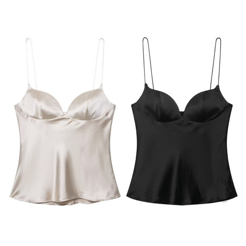 Spaghetti Straps Tank Top for Womens Sleeveless Backless-A M 1