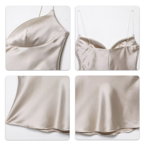 Spaghetti Straps Tank Top for Womens Sleeveless Backless-A M 2