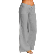 Pants for Women Drawstring Loose Fit Casual Trouser-Gray L