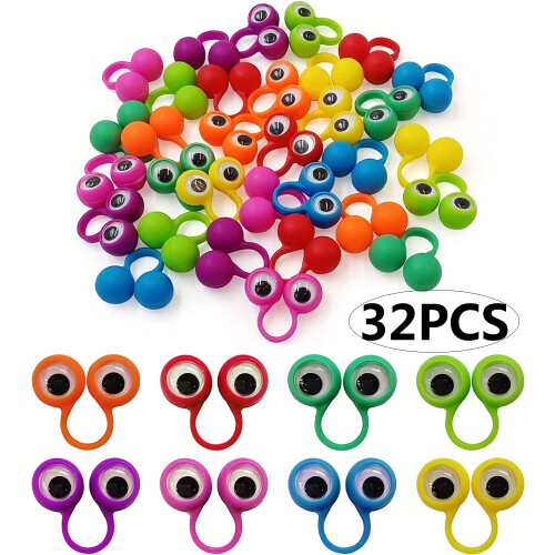 Păpuși de deget multicolore cu ochi mobili (32 buc)