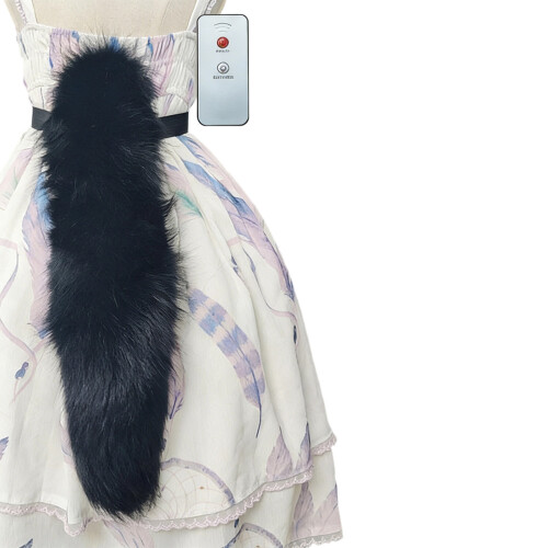 Realistic Furry Remote Operated Foxes Tail Props Easy-Black