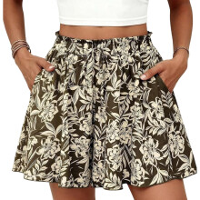 Elegant Ruffled Hems Womens Breathable Leisure Shorts-4 L