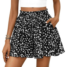 Flower Print High Waist Wide Leg Beach Shorts With-Color No1 L