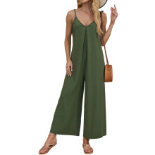 Women Jumpsuits Casual Sleeveless Spaghetti-Army Green XXL
