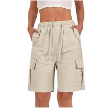 Shorts for Women Quick Dry Cargo Shorts with Pockets-apricot XL
