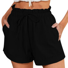 Women's Shorts Knee Length Shorts Loose Fit Cargo-Black XXL