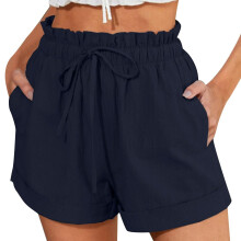 Women's Shorts Knee Length Shorts Loose Fit Cargo-navy blue L