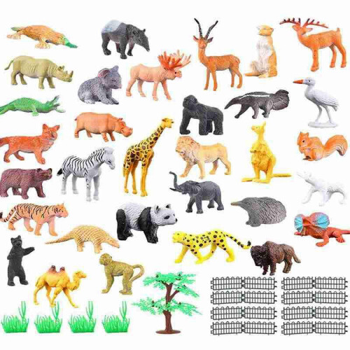Realistiske plastik mini jungledyrfigurer 32 stk.