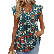 Women's Blouses, with Ruffle Sleeves, Spring-Army Green XXL